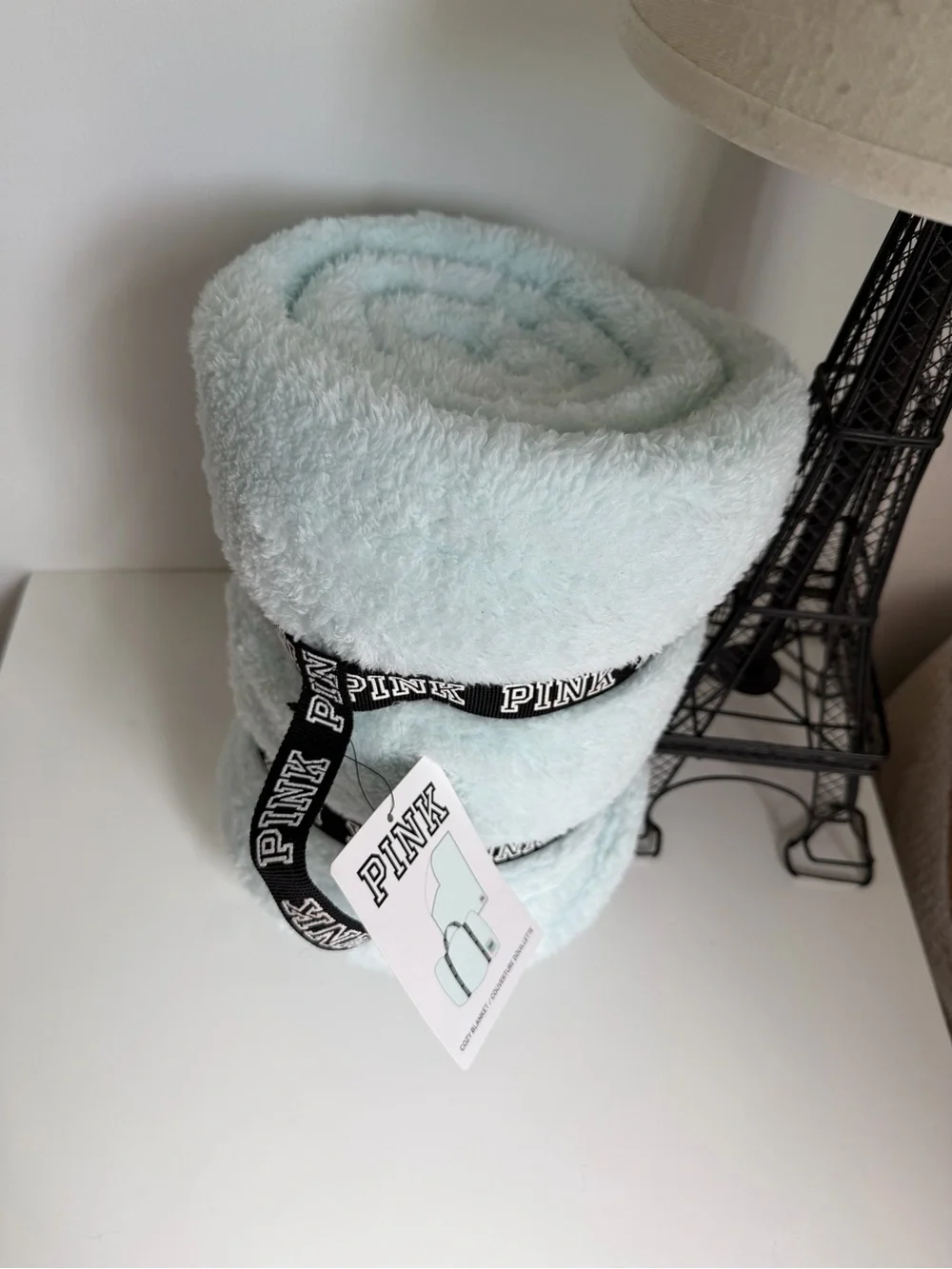 PINK Mint Green Plush Cozy Blanket with Branded Trim